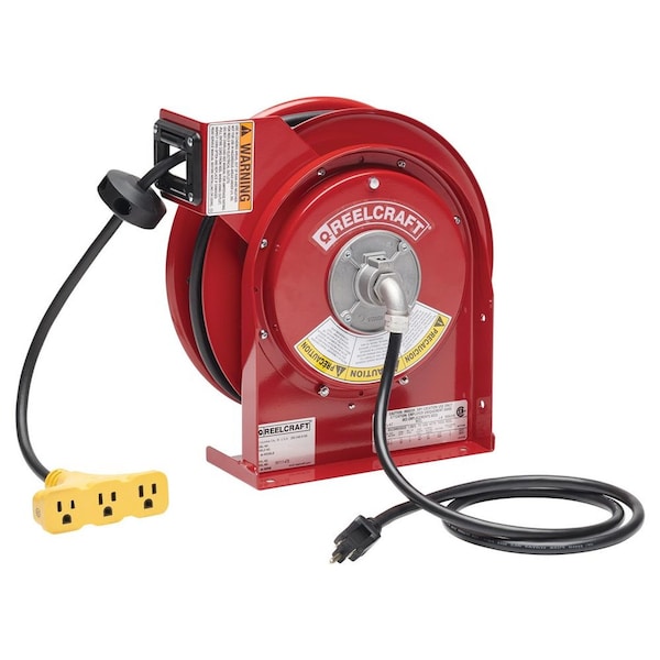 Reelcraft 12/3 x 45 ft. 15A, Triple-Tap Electric Cord Reels 12 L-4545-123-9-PALLET - main
